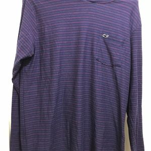 Vineyard Vines Mens Medium Long Sleeve Hooded T-Shirt Dark Blue and Red